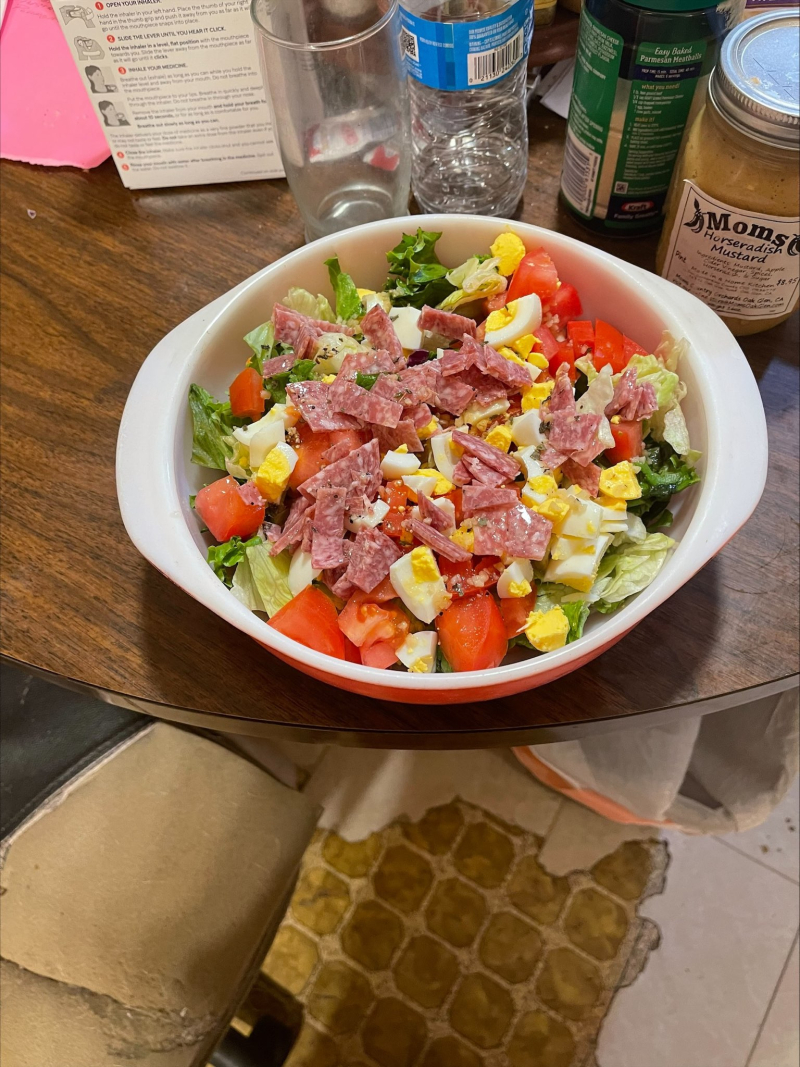 Inside, we had salad