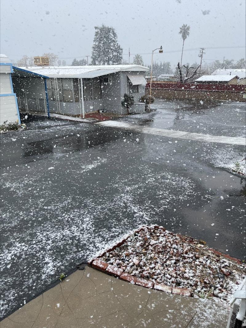 Snow falling outside