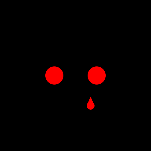 two red circles with a red teardrop under the one on the right