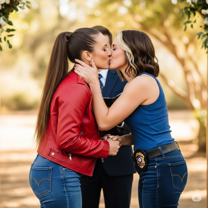 Kara Lisa as Claire and Jill Rehearsal wedding Kiss.jpeg